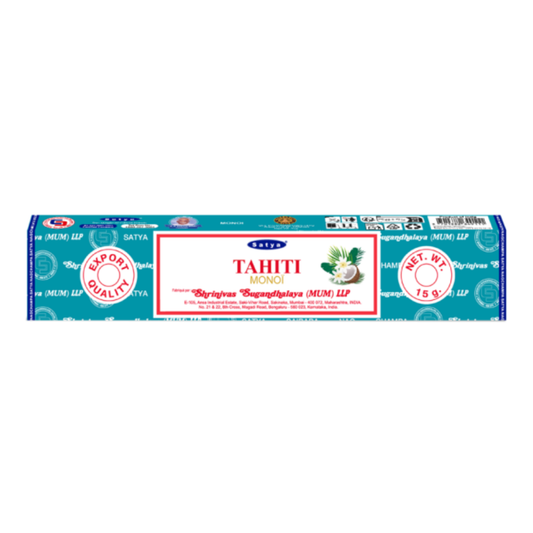 Boîte d'encens Satya Tahiti monoï 15g face avant