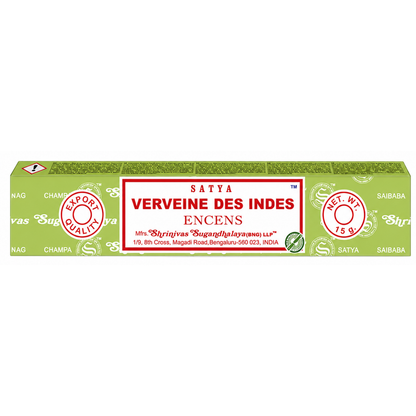 Encens Lemon Grass – Satya 15g | Bâtonnets Naturels Verveine des Indes