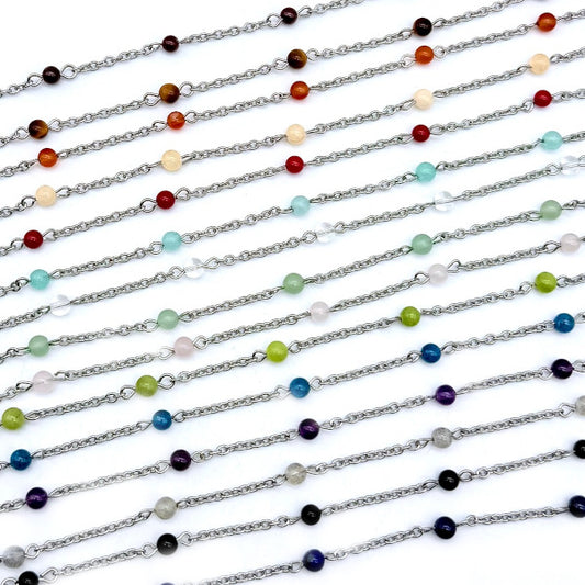 Bracelet en pierre naturelle en acier inoxydable au choix