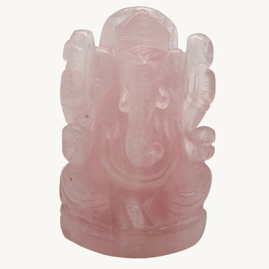 Ganesh en Quartz Rose – Protection douce & harmonie