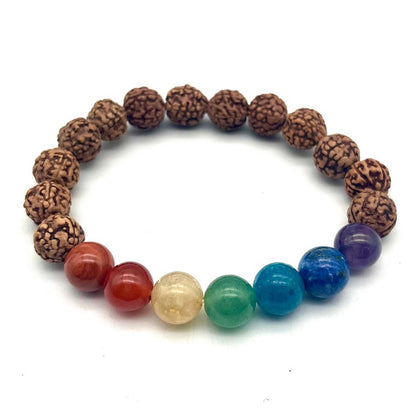 Graine de Rudraksha 7 chakras en Bracelet Boule