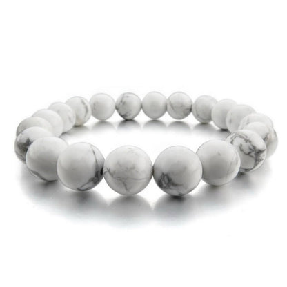 Howlite Blanche Bracelet en Pierre Boule