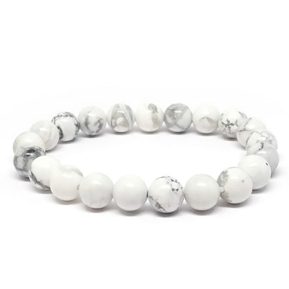 Howlite Blanche Bracelet en Pierre Boule