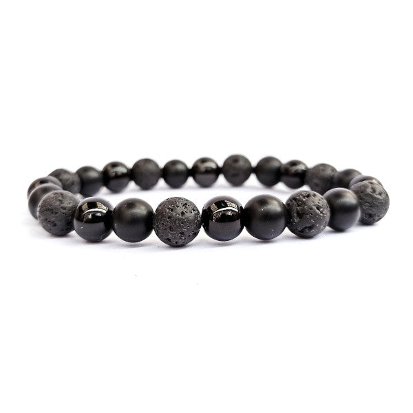 Pierre de Lave Onyx et Onyx Mat Bracelet en Pierre Boule