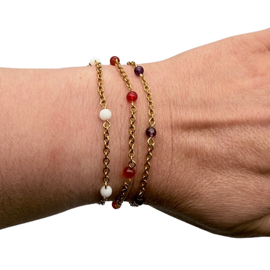 Bracelet en pierre naturelle en acier inoxydable au choix