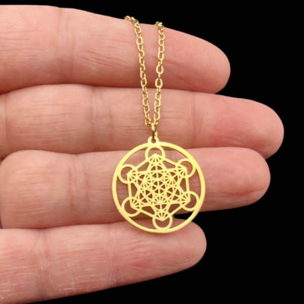 Metatron doré Pendentif en Acier Inoxydable