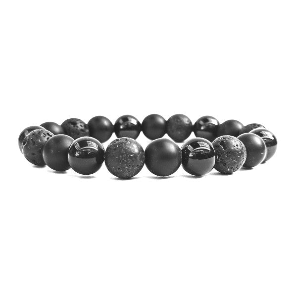 Pierre de Lave Onyx et Onyx Mat Bracelet en Pierre Boule