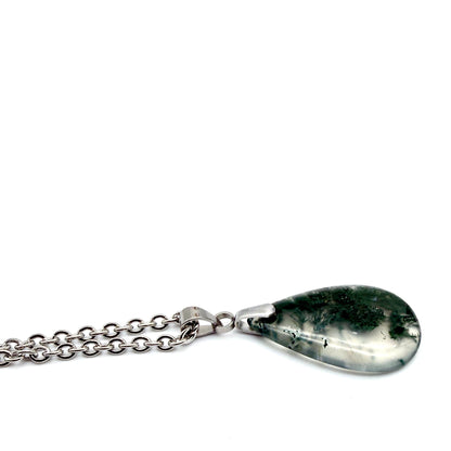 Pendentif Agate Mousse – Goutte – Pierre Naturelle | Pièce Unique
