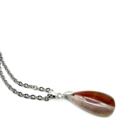 Pendentif Goutte en Agate du Botswana - Pierre Naturelle - Modèle unique