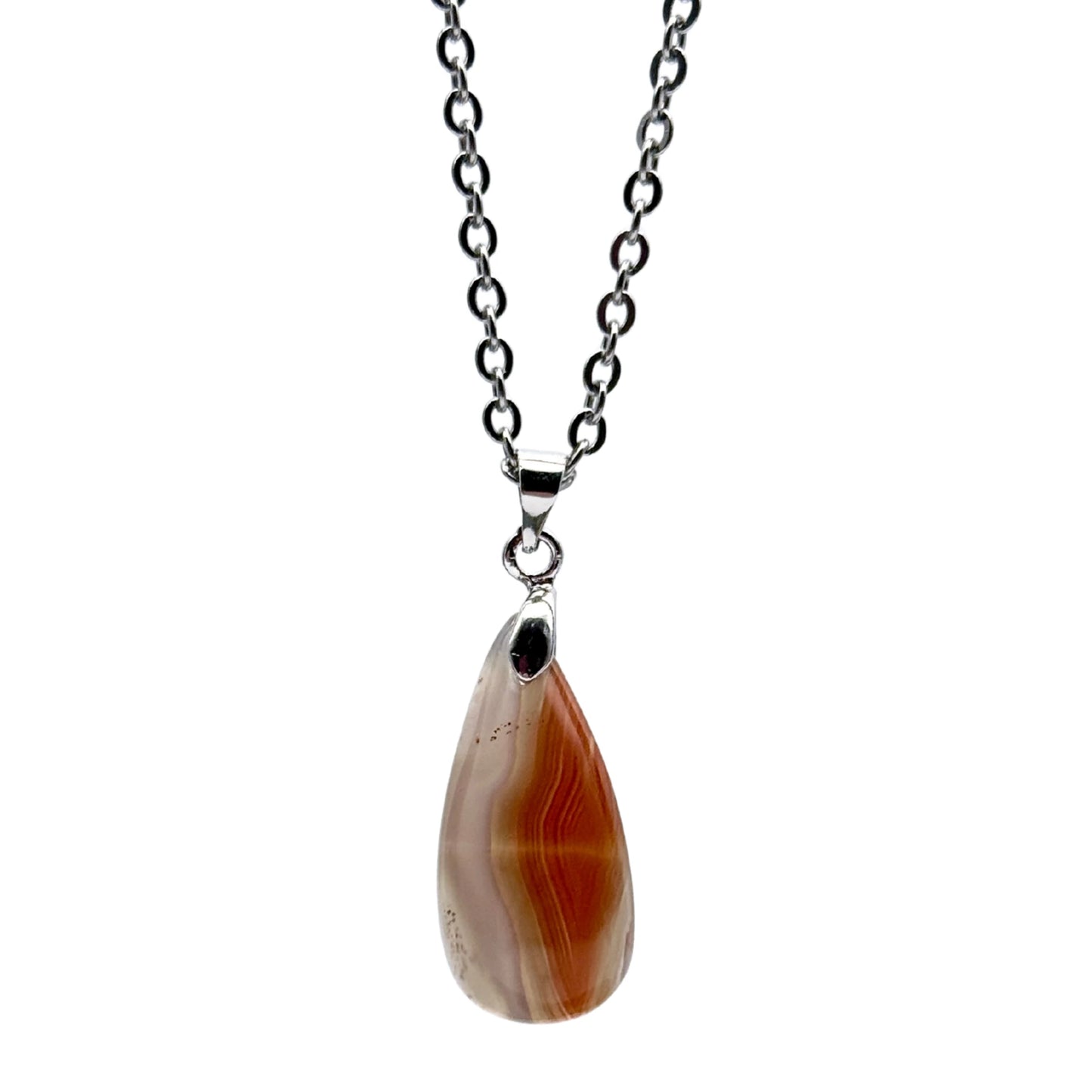 Pendentif Goutte en Agate du Botswana - Pierre Naturelle - Modèle unique
