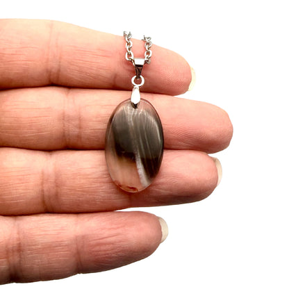 Pendentif Ovale en Agate du Botswana - Pierre Naturelle - Modèle unique