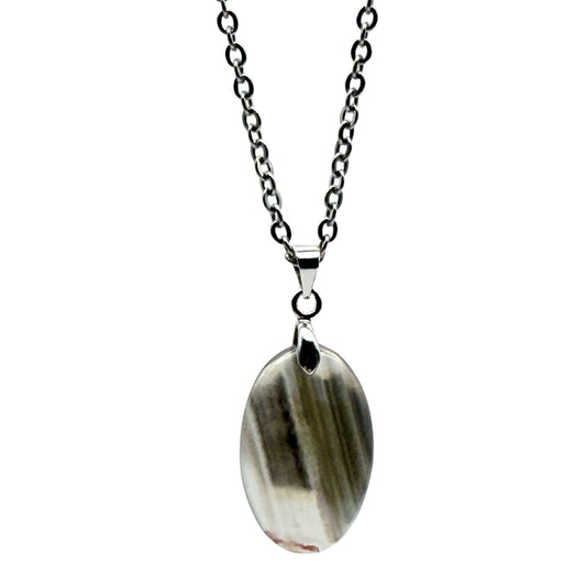 Pendentif Ovale en Agate du Botswana - Pierre Naturelle - Modèle unique