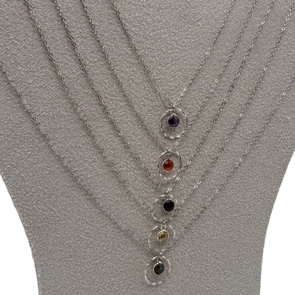 Collier Orbite en Argent 925 et Pierre Naturelle - 10 variantes