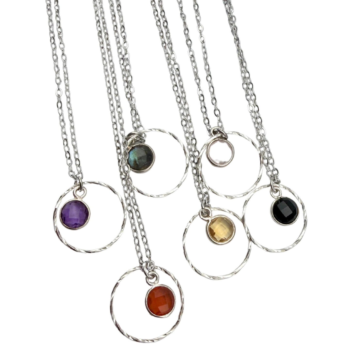 Collier Orbite en Argent 925 et Pierre Naturelle - 10 variantes