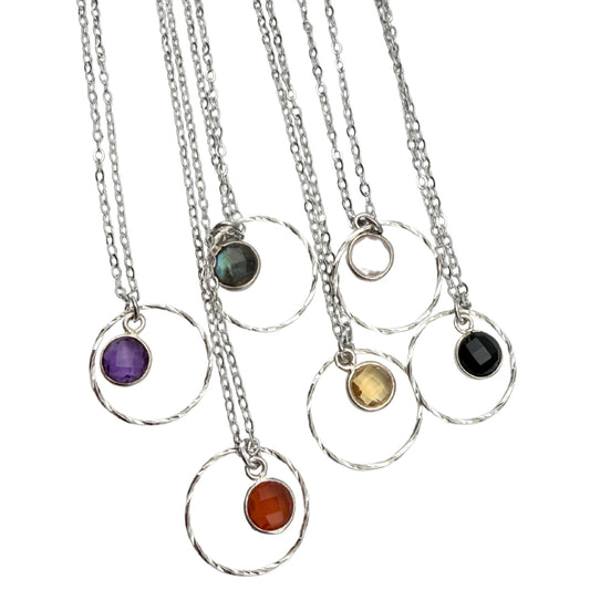 Collier Orbite en Argent 925 et Pierre Naturelle - 10 variantes