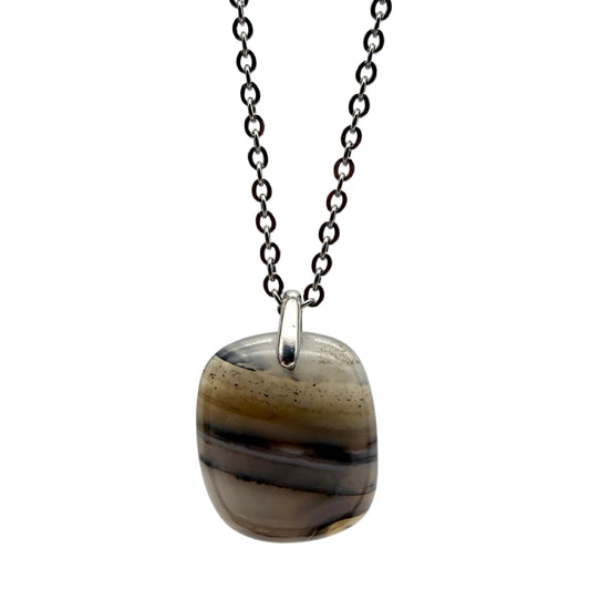 Pendentif Rectangle galbé en Agate du Botswana - Pierre Naturelle - Modèle unique