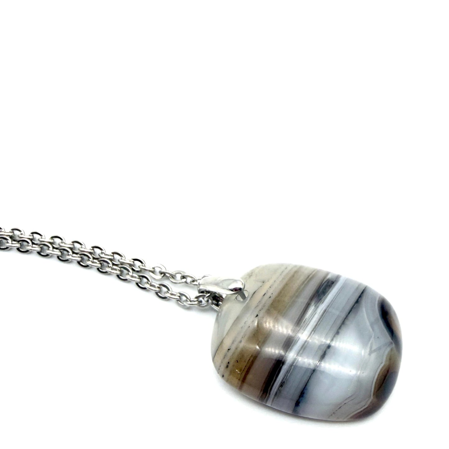 Pendentif Rectangle galbé en Agate du Botswana - Pierre Naturelle - Modèle unique