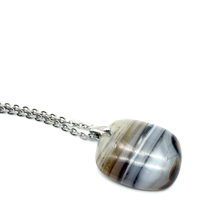 Pendentif Rectangle galbé en Agate du Botswana - Pierre Naturelle - Modèle unique