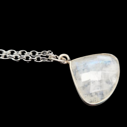 Labradorite Blanche ou Péristérite Facettée Pendentif