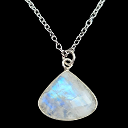 Labradorite Blanche ou Péristérite Facettée Pendentif