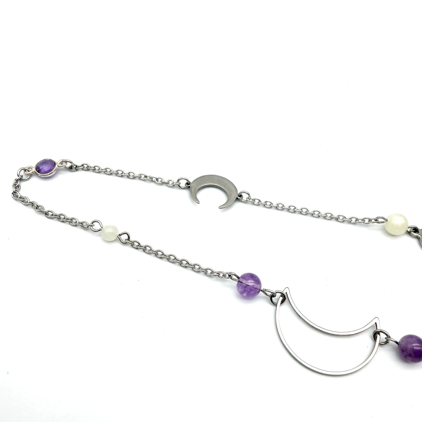 Pendule Améthyste et Pierre de Lune  – Pierre Naturelle - Pièce Unique