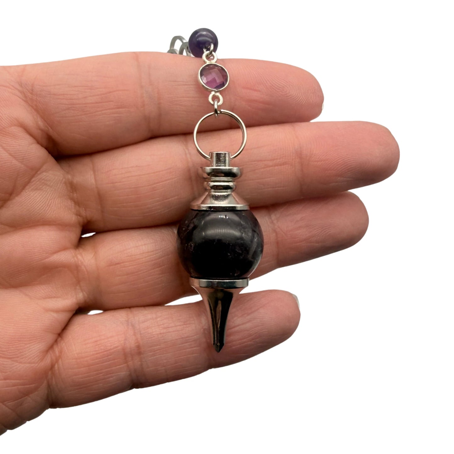 Pendule Améthyste et Cristal de roche – Séphoroton – Pierre Naturelle | Pièce Unique