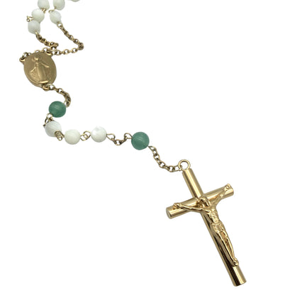 Chapelet artisanal en Nacre et Aventurine – Acier inoxydable