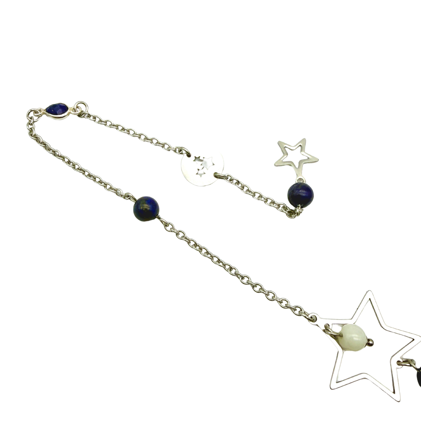 Pendule Lapis Lazuli et Pierre de lune – Cône Facetté - Pierre Naturelle - Pièce Unique