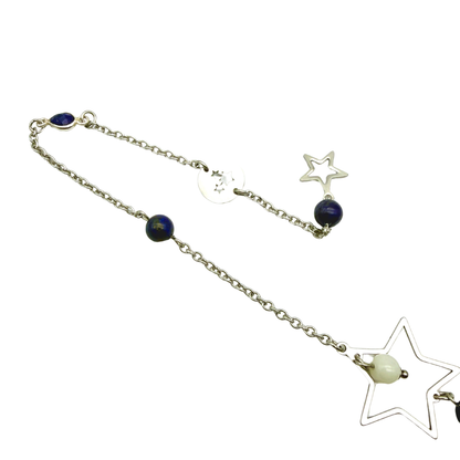 Pendule Lapis Lazuli et Pierre de lune – Cône Facetté - Pierre Naturelle - Pièce Unique