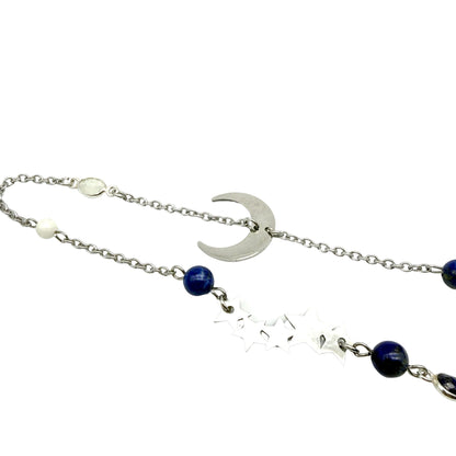 Pendule Lapis Lazuli et Pierre de Lune – Séphoroton – Pierre Naturelle | Pièce Unique