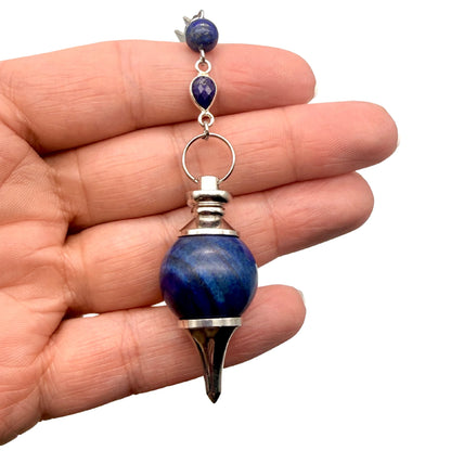 Pendule Lapis Lazuli et Pierre de Lune – Séphoroton – Pierre Naturelle | Pièce Unique