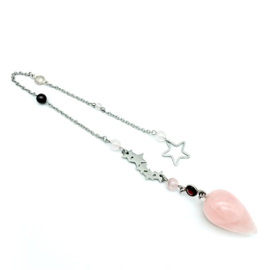 Pendule Quartz Rose et Grenat - Pièce unique