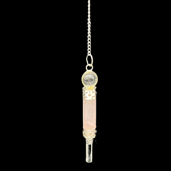 Pendule Cristal de Roche et Quartz Rose