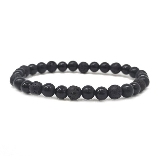 Pierre de Lave Onyx et Onyx Mat Bracelet en Pierre Boule