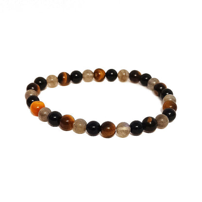 Oeil de Tigre Labradorite EXTRA et Tourmaline Noire Protection Extrême Bracelet en Pierre Boule