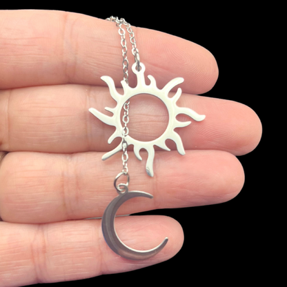 Soleil et Lune Pendentif en Acier Inoxydable