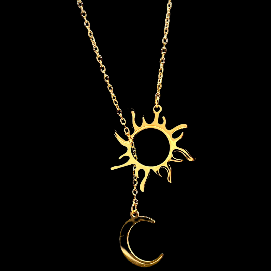 Soleil et Lune Pendentif en Acier Inoxydable